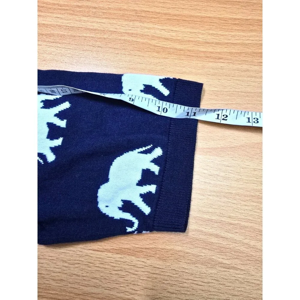 Talbots Top M Blue White Elephants Short Sleeve Comfort Business Casual Classic - Picture 5 of 10